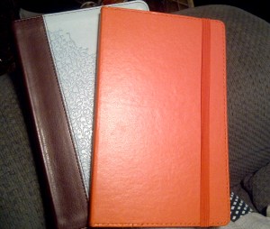 My plain orange journal and my Bible!