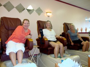 Brenda, Bethany, and me getting a pedicure during a girl's weekend!