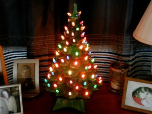 My mom's ceramic Christmas tree. Somewhere throughout the years, the star was lost!