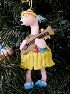 I love that this Pink Flamingo is playing a fish as a guitar! Tis the season!