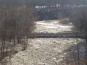 Ice jam at a section of the Vermilion River. 