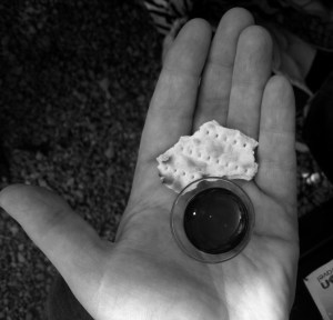 Taking communion in front of the empty tomb. Powerful time.