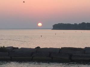 The sunrise after sleeping on the beach.