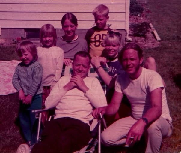 The Strickler kids with our dad in the mid 70s.